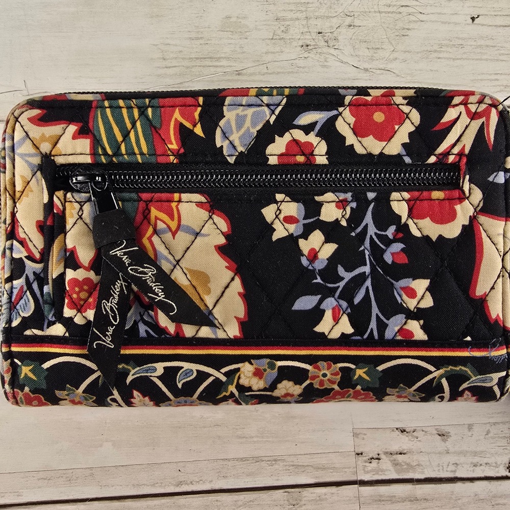Vera Bradley Turnlock Wallet‎ Provencal Floral Quilted Cotton Black Multi Color - Picture 6 of 7